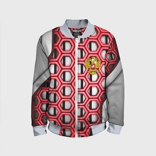 Детский бомбер Россия герб сетка метала / 3D-Серый – фото 1