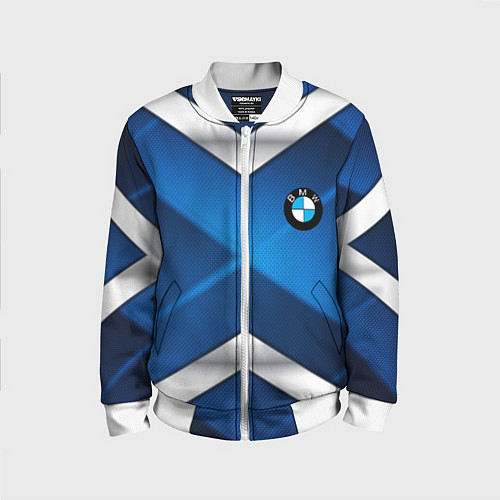 Детский бомбер BMW metalic blue abstract / 3D-Белый – фото 1