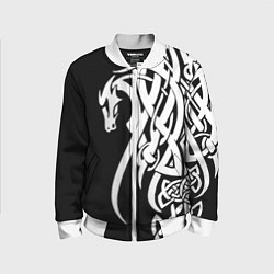 Бомбер детский Языческий кельтский орнамент тату, цвет: 3D-белый