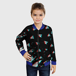 Бомбер детский Linkin park glitch patern, цвет: 3D-синий — фото 2