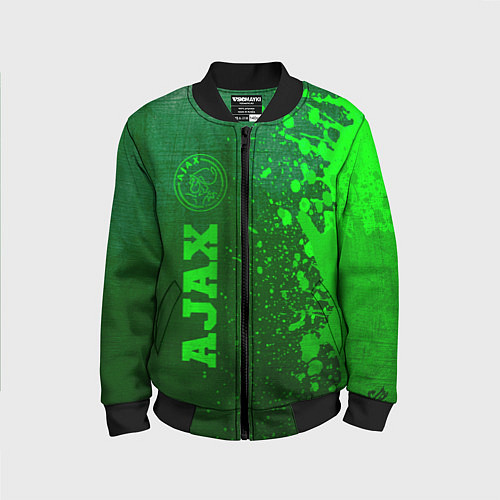 Детский бомбер Ajax - green gradient по-вертикали / 3D-Черный – фото 1