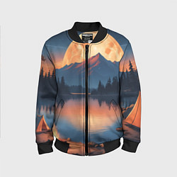 Бомбер детский Костер на берегу озера, цвет: 3D-черный