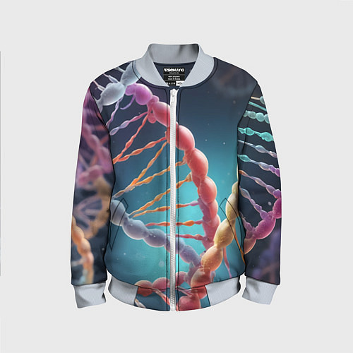 Детский бомбер Разноцветный ДНК / 3D-Серый – фото 1