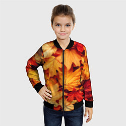 Бомбер детский Осенние кленовые листья, цвет: 3D-черный — фото 2