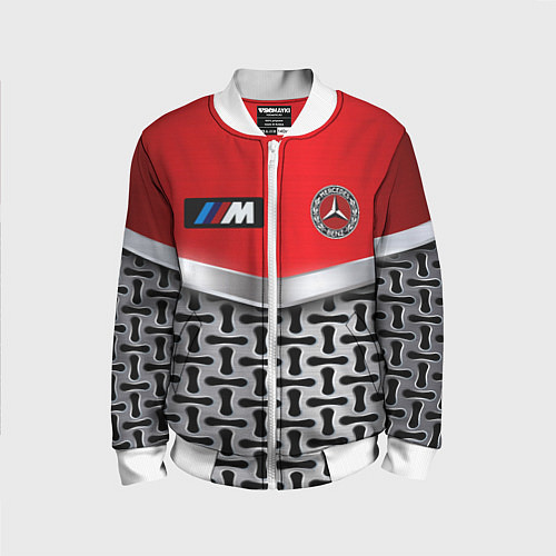 Детский бомбер BMW x mercedes texture / 3D-Белый – фото 1