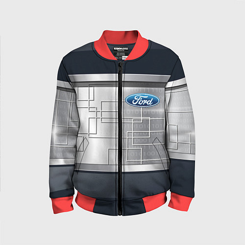 Детский бомбер FORD текстура из метала / 3D-Красный – фото 1