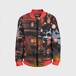 Бомбер детский Оптические фигуры абстракция, цвет: 3D-красный