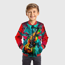 Бомбер детский Электрогитара в красках, цвет: 3D-красный — фото 2