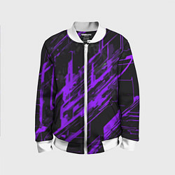 Бомбер детский Purple stripes on a black background, цвет: 3D-белый