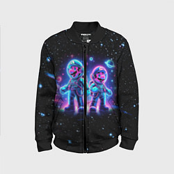 Бомбер детский Марио и Луиджи в космосе - неоновое свечение, цвет: 3D-черный