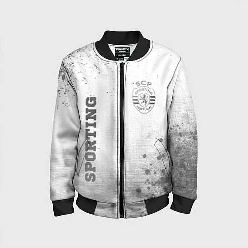 Детский бомбер Sporting - white gradient вертикально / 3D-Черный – фото 1