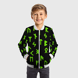 Бомбер детский Славянская символика кислота, цвет: 3D-белый — фото 2