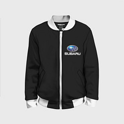 Бомбер детский Subaru logo auto, цвет: 3D-белый