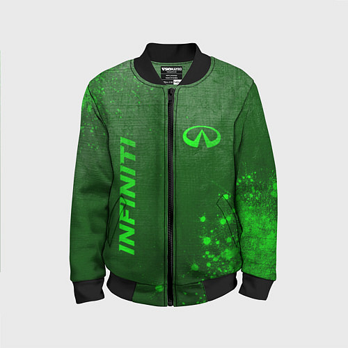 Детский бомбер Infiniti - green gradient вертикально / 3D-Черный – фото 1