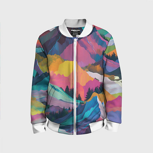Детский бомбер Красочные горы / 3D-Белый – фото 1
