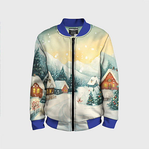 Детский бомбер Праздничная деревушка / 3D-Синий – фото 1