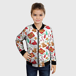 Бомбер детский Новогодний паттерн 2025, цвет: 3D-черный — фото 2
