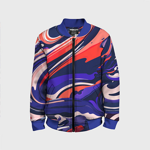 Детский бомбер Абстракция разводов разноцветная / 3D-Синий – фото 1