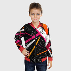 Бомбер детский Разноцветные праздничные линии, цвет: 3D-красный — фото 2