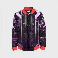 Бомбер детский Purple lines on a black background, цвет: 3D-красный