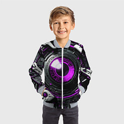 Бомбер детский Фиолетовая сфера киберпанк, цвет: 3D-серый — фото 2
