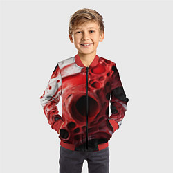 Бомбер детский Красно-белая абстрактная структура, цвет: 3D-красный — фото 2