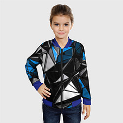 Бомбер детский Сине-белые рельефные треугольники на чёрном фоне, цвет: 3D-синий — фото 2