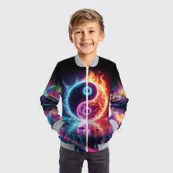 Бомбер детский Инь янь - неоновый космос, цвет: 3D-серый — фото 2