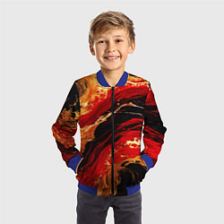 Бомбер детский Красно-золотые брызги на чёрном фоне, цвет: 3D-синий — фото 2