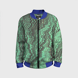 Бомбер детский Разводы в зеленом цвете, цвет: 3D-синий