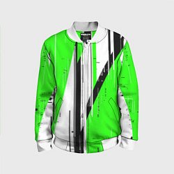 Детский бомбер Black and white vertical stripes on a green backgr