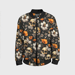 Бомбер детский Маки и черепа, цвет: 3D-черный