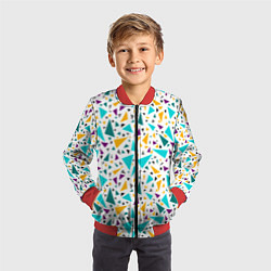Бомбер детский Бирюзовые желтые треугольники на белом, цвет: 3D-красный — фото 2