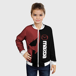 Бомбер детский Mazda и череп, цвет: 3D-белый — фото 2