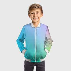 Бомбер детский Градиент в голубых тонах, цвет: 3D-белый — фото 2