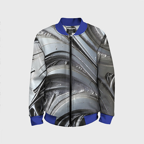 Детский бомбер Полированный серебряный металл / 3D-Синий – фото 1