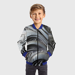 Бомбер детский Полированный серебряный металл, цвет: 3D-синий — фото 2
