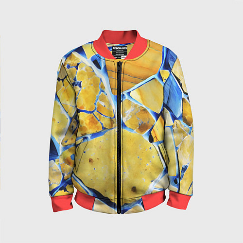 Детский бомбер Жёлто-синяя абстракция / 3D-Красный – фото 1
