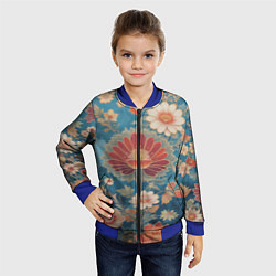 Бомбер детский Ботанические узоры, цвет: 3D-синий — фото 2