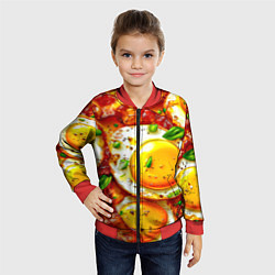 Бомбер детский Яичница с беконом, цвет: 3D-красный — фото 2