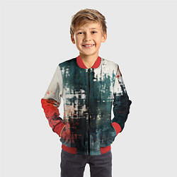 Бомбер детский Чёрно-красная ржавчина на белом фоне, цвет: 3D-красный — фото 2