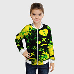 Бомбер детский Lil Peep кислотные автографы, цвет: 3D-белый — фото 2