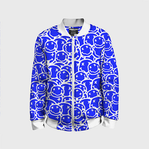 Детский бомбер Nirvana logo blue / 3D-Белый – фото 1