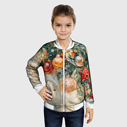 Бомбер детский Большие и маленькие новогодние шары, цвет: 3D-белый — фото 2