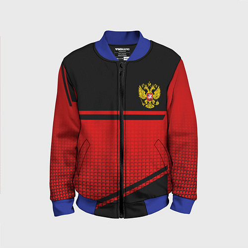 Детский бомбер Россия герб геометрия / 3D-Синий – фото 1