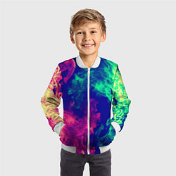 Бомбер детский Огненный стиль текстура, цвет: 3D-белый — фото 2