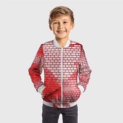 Бомбер детский Красные кирпичики, цвет: 3D-белый — фото 2