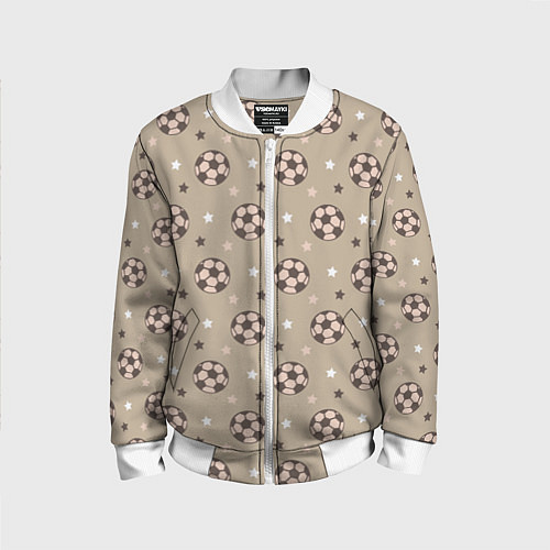 Детский бомбер Футбольные мячи и звезды / 3D-Белый – фото 1
