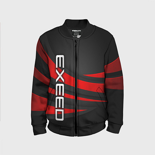 Детский бомбер Exeed - красные линии / 3D-Черный – фото 1
