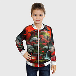 Бомбер детский Японская гора природа, цвет: 3D-белый — фото 2